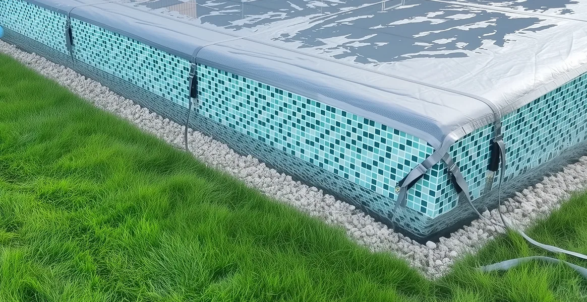 Покрывало для бассейна под снегом — защита зимой в Нижнекамске